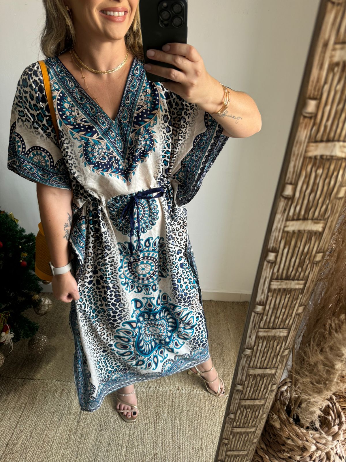 Vestido Kaftan Felicia longa moda Boho Hippie plus size