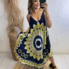 Vestido Trapézio Midi Olho Grego